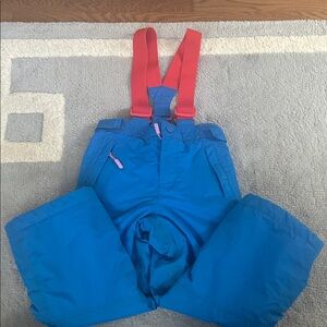 Blue Kids Snow Pants with Red Straps